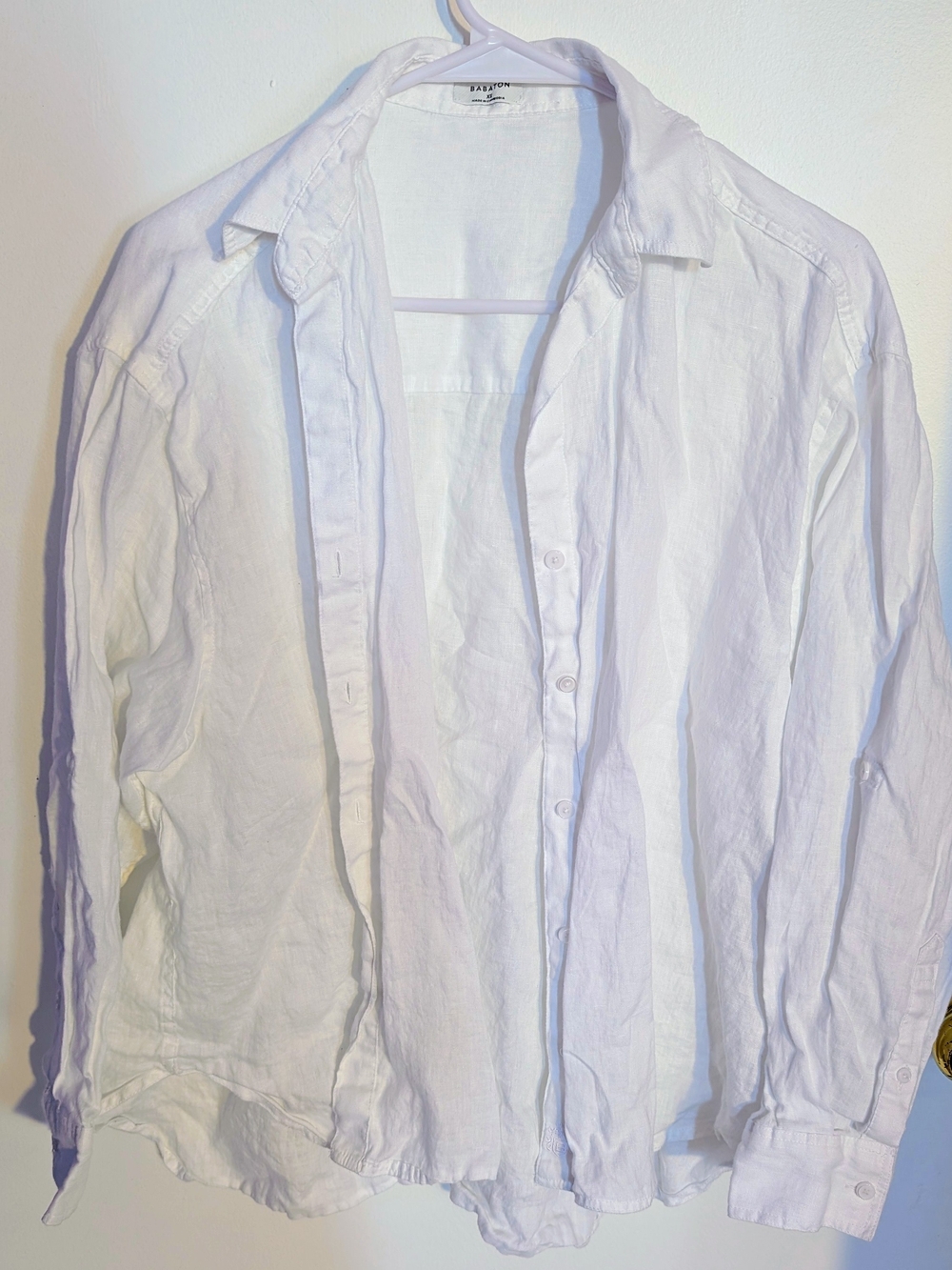 Babaton Oversized White 100% Linen Button-Down Shirt